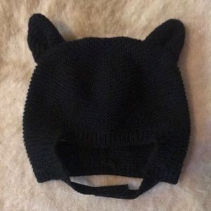 Black Knitted Hat with Cat Ears